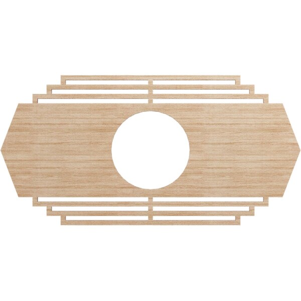 Ekena Millwork Chrysler Wood Fretwork Pierced Ceiling Medallion, Alder, 20"W x 10"H x 5 1/4"ID x 3/8"T CMWP20X10X0375CSAL - main